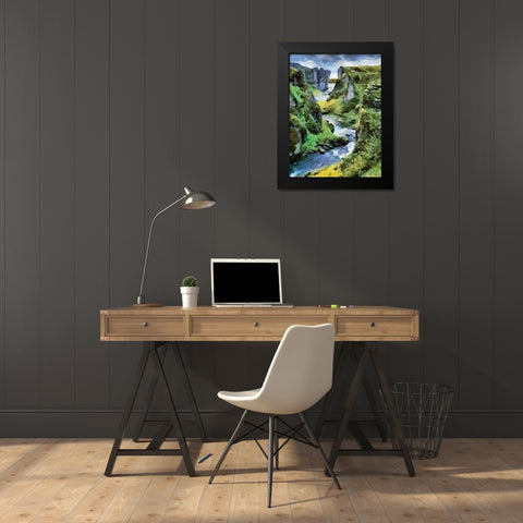 River between Rocks I Black Modern Wood Framed Art Print by Medeiros, Celito