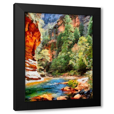 River between Rocks III Black Modern Wood Framed Art Print with Double Matting by Medeiros, Celito