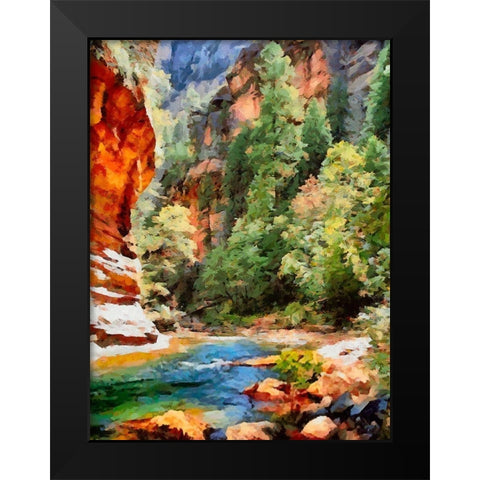 River between Rocks III Black Modern Wood Framed Art Print by Medeiros, Celito