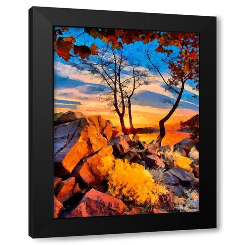 Golden Sunset Black Modern Wood Framed Art Print with Double Matting by Medeiros, Celito