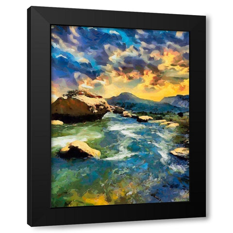 Wild River I Black Modern Wood Framed Art Print with Double Matting by Medeiros, Celito
