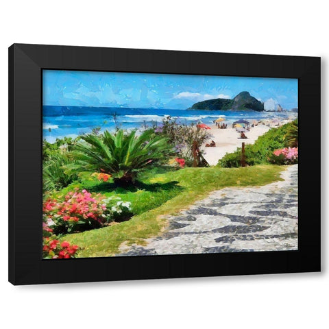 Beach in Rio II Black Modern Wood Framed Art Print with Double Matting by Medeiros, Celito