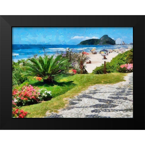 Beach in Rio II Black Modern Wood Framed Art Print by Medeiros, Celito