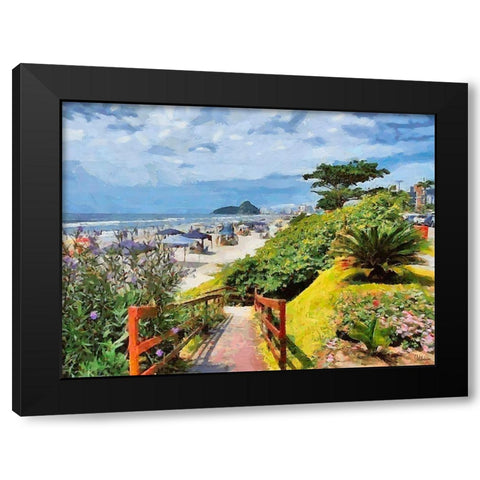 Beach in Rio III Black Modern Wood Framed Art Print by Medeiros, Celito