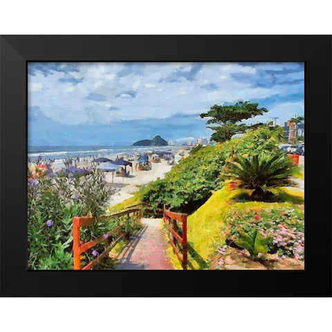 Beach in Rio III Black Modern Wood Framed Art Print by Medeiros, Celito