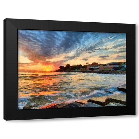 Beach in Rio VI Black Modern Wood Framed Art Print by Medeiros, Celito