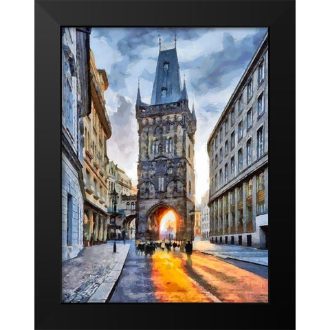 Powder Tower in Prague II Black Modern Wood Framed Art Print by Medeiros, Celito