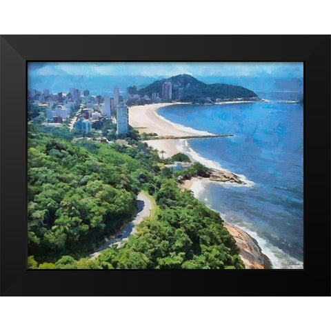 Beach in Rio VII Black Modern Wood Framed Art Print by Medeiros, Celito