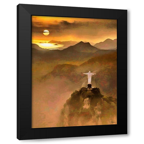 Jesus in Rio Black Modern Wood Framed Art Print by Medeiros, Celito