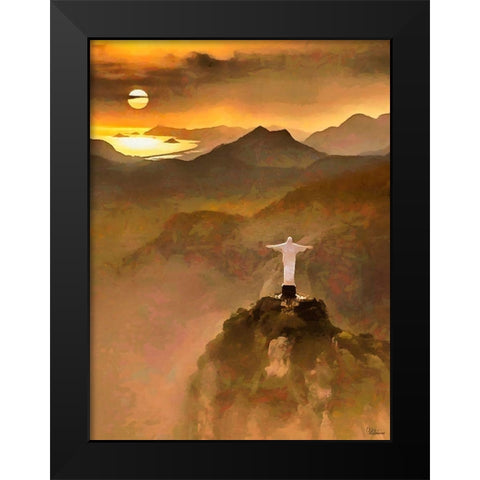 Jesus in Rio Black Modern Wood Framed Art Print by Medeiros, Celito