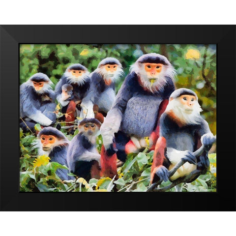 Monkies II Black Modern Wood Framed Art Print by Medeiros, Celito