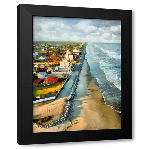 Long Coast Black Modern Wood Framed Art Print with Double Matting by Medeiros, Celito