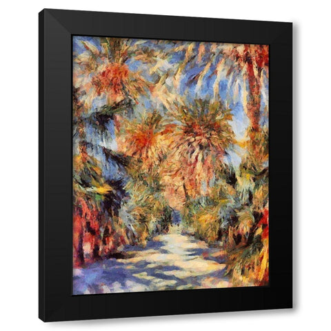 Road between Palm Trees Black Modern Wood Framed Art Print with Double Matting by Medeiros, Celito