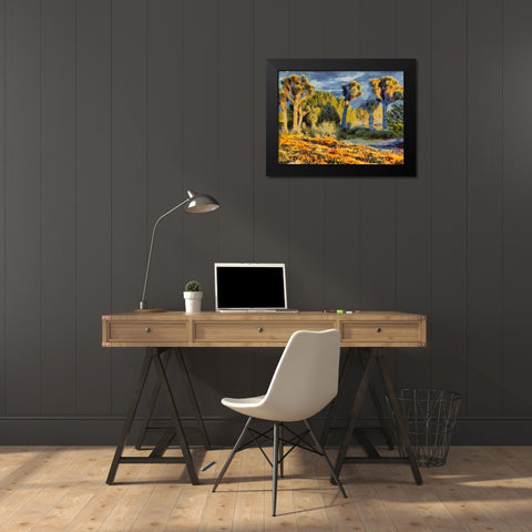 Yellow Meadow I Black Modern Wood Framed Art Print by Medeiros, Celito