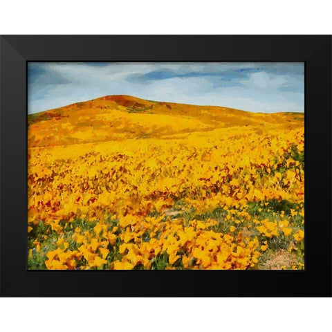 Yellow Meadow IV Black Modern Wood Framed Art Print by Medeiros, Celito