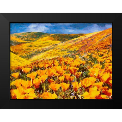 Yellow Meadow V Black Modern Wood Framed Art Print by Medeiros, Celito