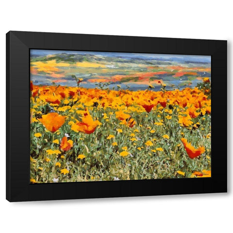 Yellow Meadow VI Black Modern Wood Framed Art Print with Double Matting by Medeiros, Celito