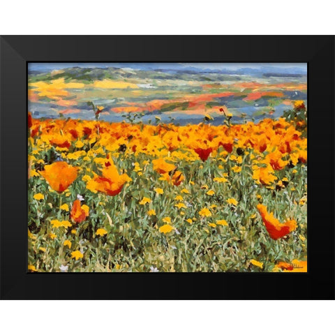 Yellow Meadow VI Black Modern Wood Framed Art Print by Medeiros, Celito