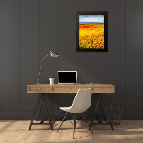 Yellow Meadow X Black Modern Wood Framed Art Print by Medeiros, Celito