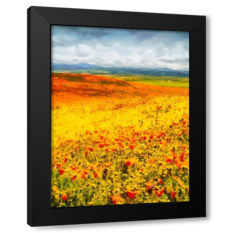 Yellow Meadow X Black Modern Wood Framed Art Print with Double Matting by Medeiros, Celito