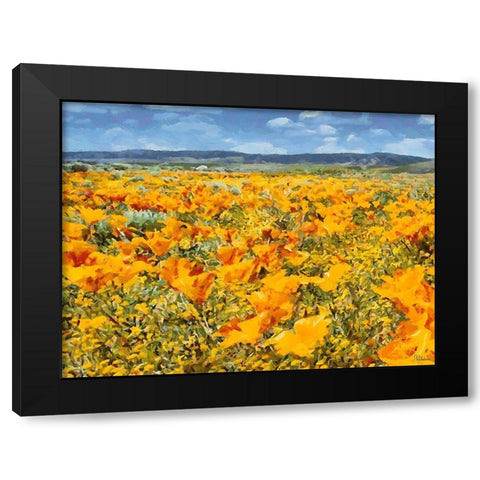 Yellow Meadow XIV Black Modern Wood Framed Art Print by Medeiros, Celito