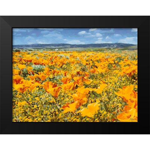 Yellow Meadow XIV Black Modern Wood Framed Art Print by Medeiros, Celito