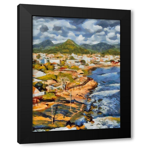 Beach in Brazil Black Modern Wood Framed Art Print with Double Matting by Medeiros, Celito