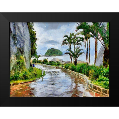 Road to the Beach Black Modern Wood Framed Art Print by Medeiros, Celito