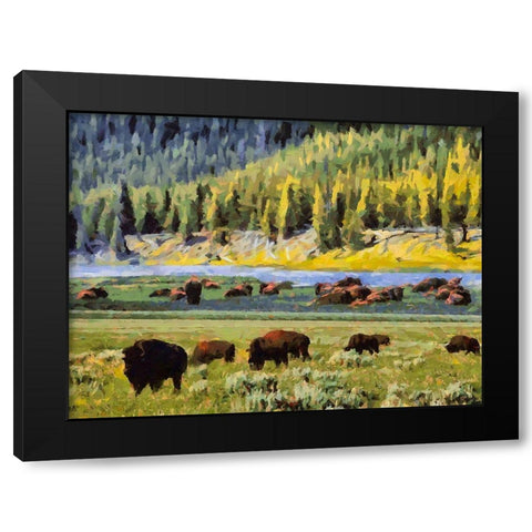 Great Yellowstone NP 17 Black Modern Wood Framed Art Print with Double Matting by Medeiros, Celito