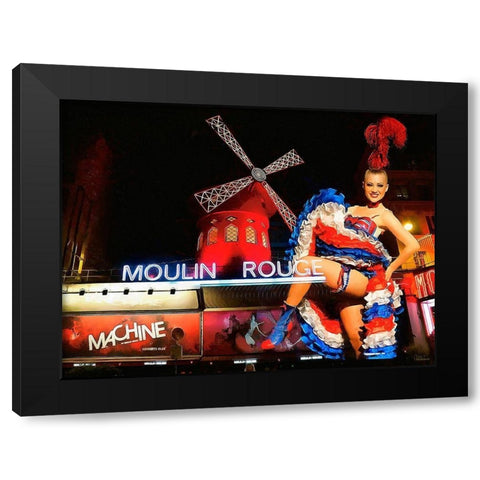 Moulin Rouge Black Modern Wood Framed Art Print by Medeiros, Celito