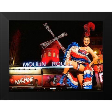 Moulin Rouge Black Modern Wood Framed Art Print by Medeiros, Celito