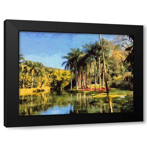 Lake in Tropical Garden XI Black Modern Wood Framed Art Print by Medeiros, Celito
