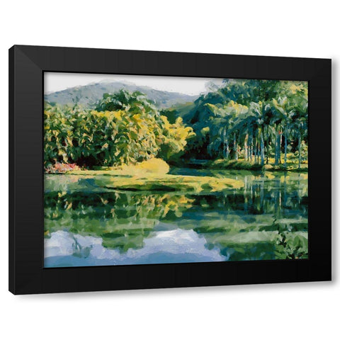 Lake in Tropical Garden XIII Black Modern Wood Framed Art Print with Double Matting by Medeiros, Celito