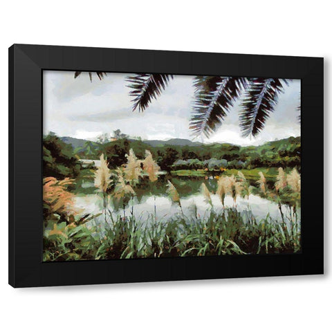 Lake in Tropical Garden XIV Black Modern Wood Framed Art Print by Medeiros, Celito