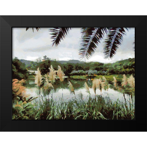 Lake in Tropical Garden XIV Black Modern Wood Framed Art Print by Medeiros, Celito
