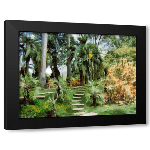 Palm Trees in Tropical Garden I Black Modern Wood Framed Art Print by Medeiros, Celito