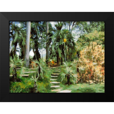 Palm Trees in Tropical Garden I Black Modern Wood Framed Art Print by Medeiros, Celito