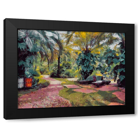 Palm Trees in Tropical Garden II Black Modern Wood Framed Art Print by Medeiros, Celito