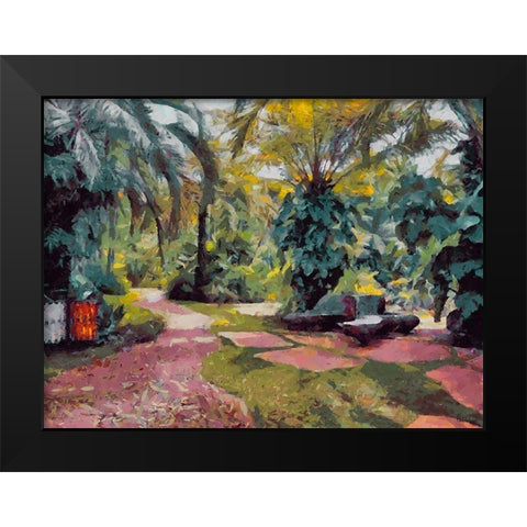 Palm Trees in Tropical Garden II Black Modern Wood Framed Art Print by Medeiros, Celito