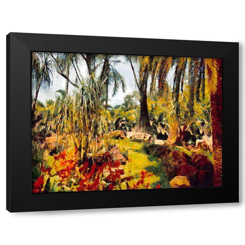 Palm Trees in Tropical Garden III Black Modern Wood Framed Art Print by Medeiros, Celito