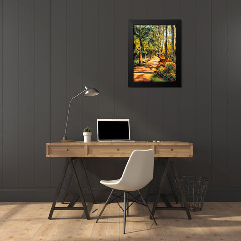Road lined with Palm Trees Black Modern Wood Framed Art Print by Medeiros, Celito