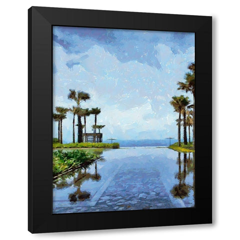 Swimming Pool View Black Modern Wood Framed Art Print with Double Matting by Medeiros, Celito