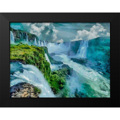 Iguazu Watterfalls Black Modern Wood Framed Art Print by Medeiros, Celito