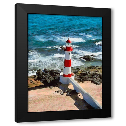 Nice Lighthouse Black Modern Wood Framed Art Print with Double Matting by Medeiros, Celito