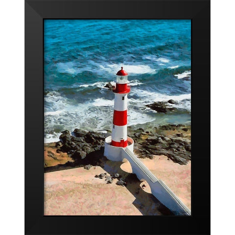 Nice Lighthouse Black Modern Wood Framed Art Print by Medeiros, Celito