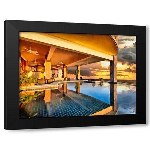 Dream House with Swimmingpool Black Modern Wood Framed Art Print by Medeiros, Celito