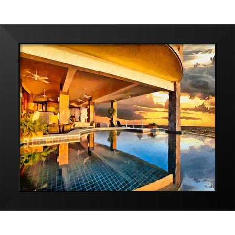 Dream House with Swimmingpool Black Modern Wood Framed Art Print by Medeiros, Celito
