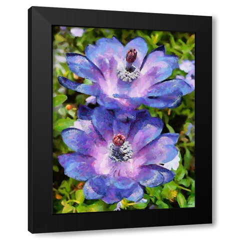 Two purple Flowers Black Modern Wood Framed Art Print with Double Matting by Medeiros, Celito