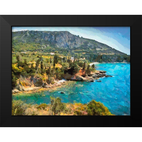 Blue Sea I Black Modern Wood Framed Art Print by Medeiros, Celito
