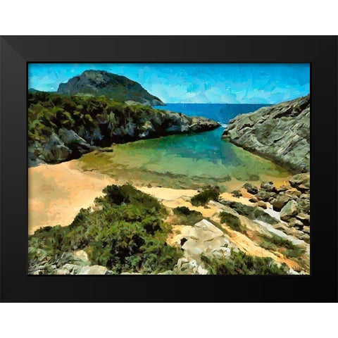 Blue Sea IV Black Modern Wood Framed Art Print by Medeiros, Celito